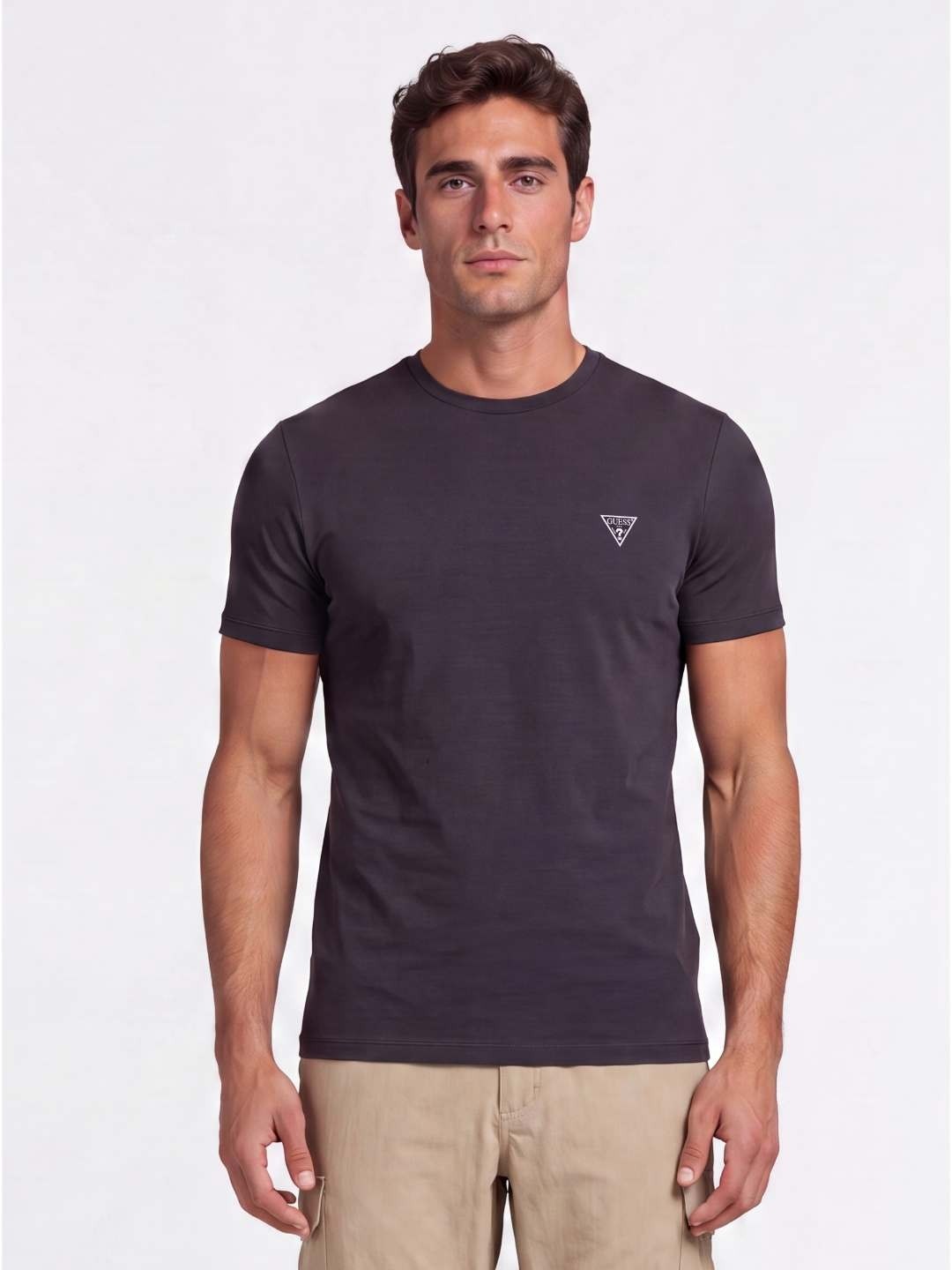 Guess Slim Fit Cotton Crew Neck Solid T-Shirt
