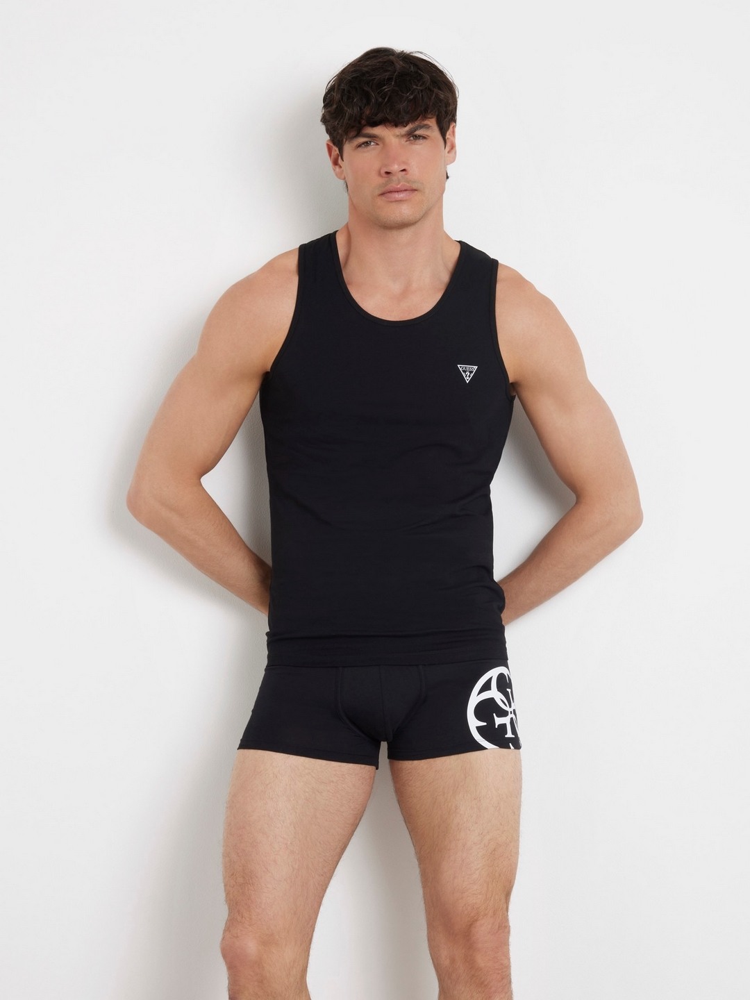 Guess Jet Black W/ Frost Gcaleb Hero Tank Top for Men