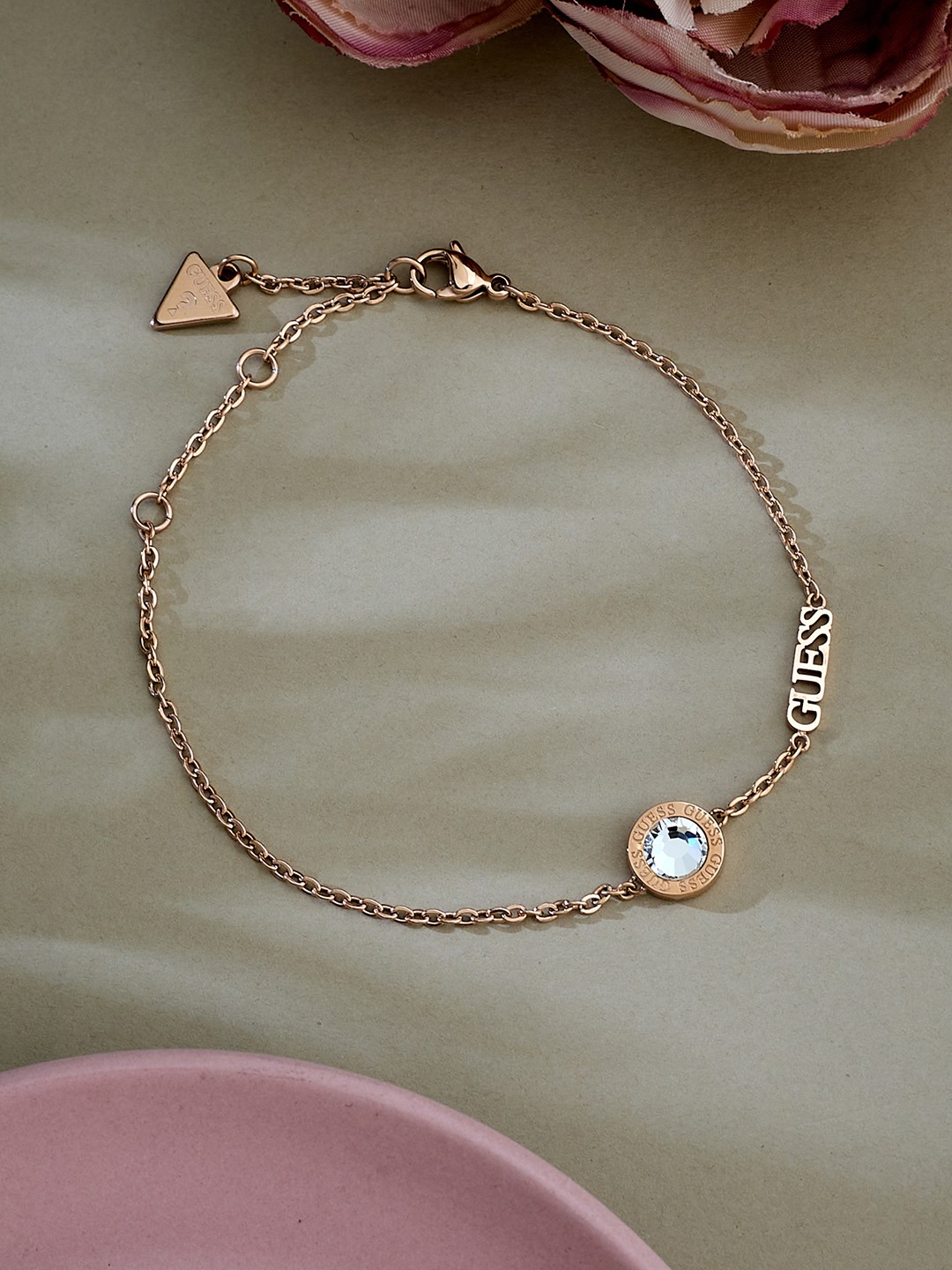 Guess Women Color My Day Gold Pleated Steel Bracelet