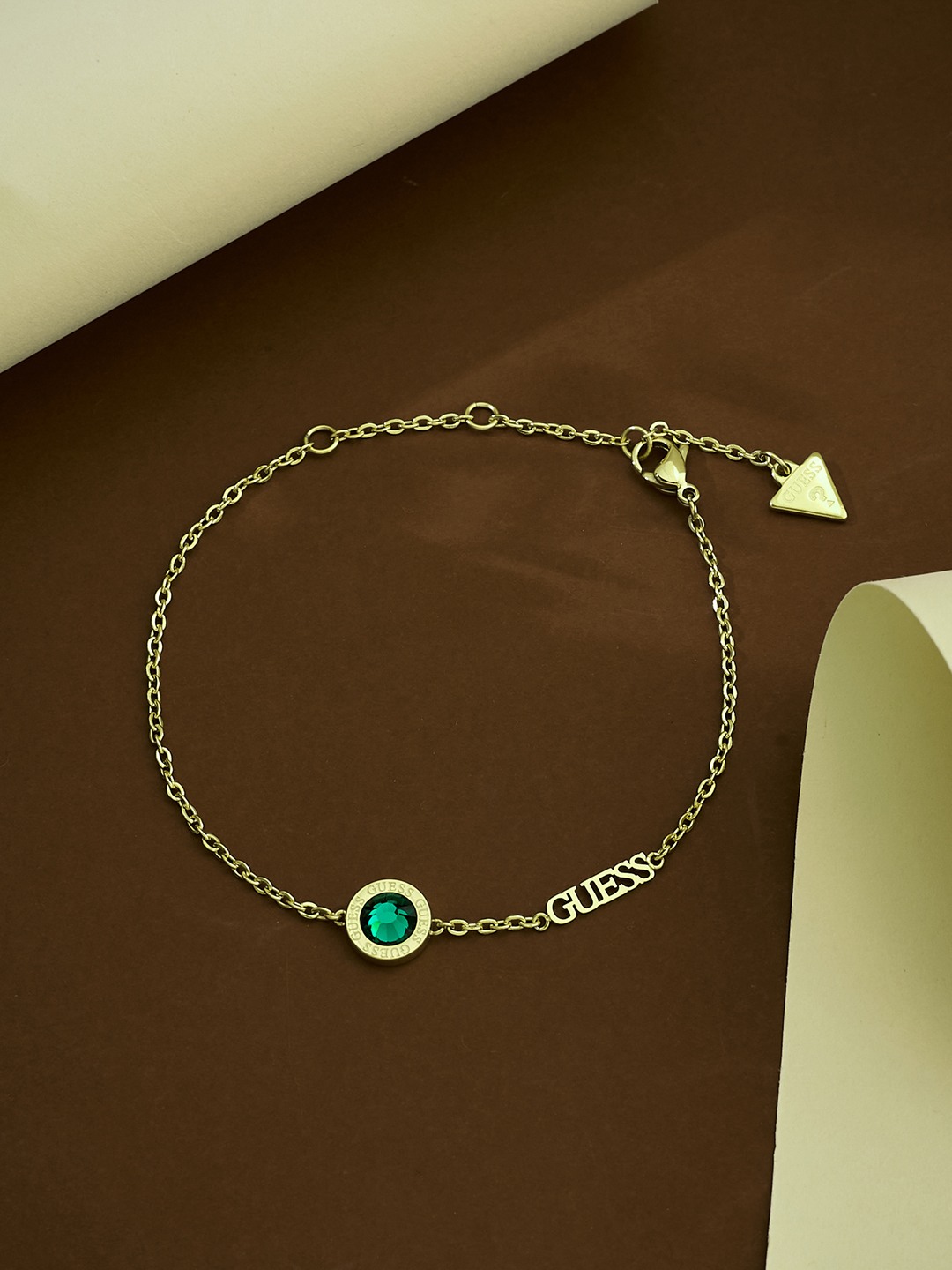 Guess Women Color My Day Gold Pleated Steel Bracelet