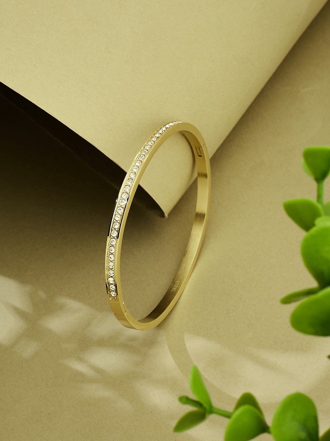 Guess Women Color My Day Gold Pleated Steel Bracelet