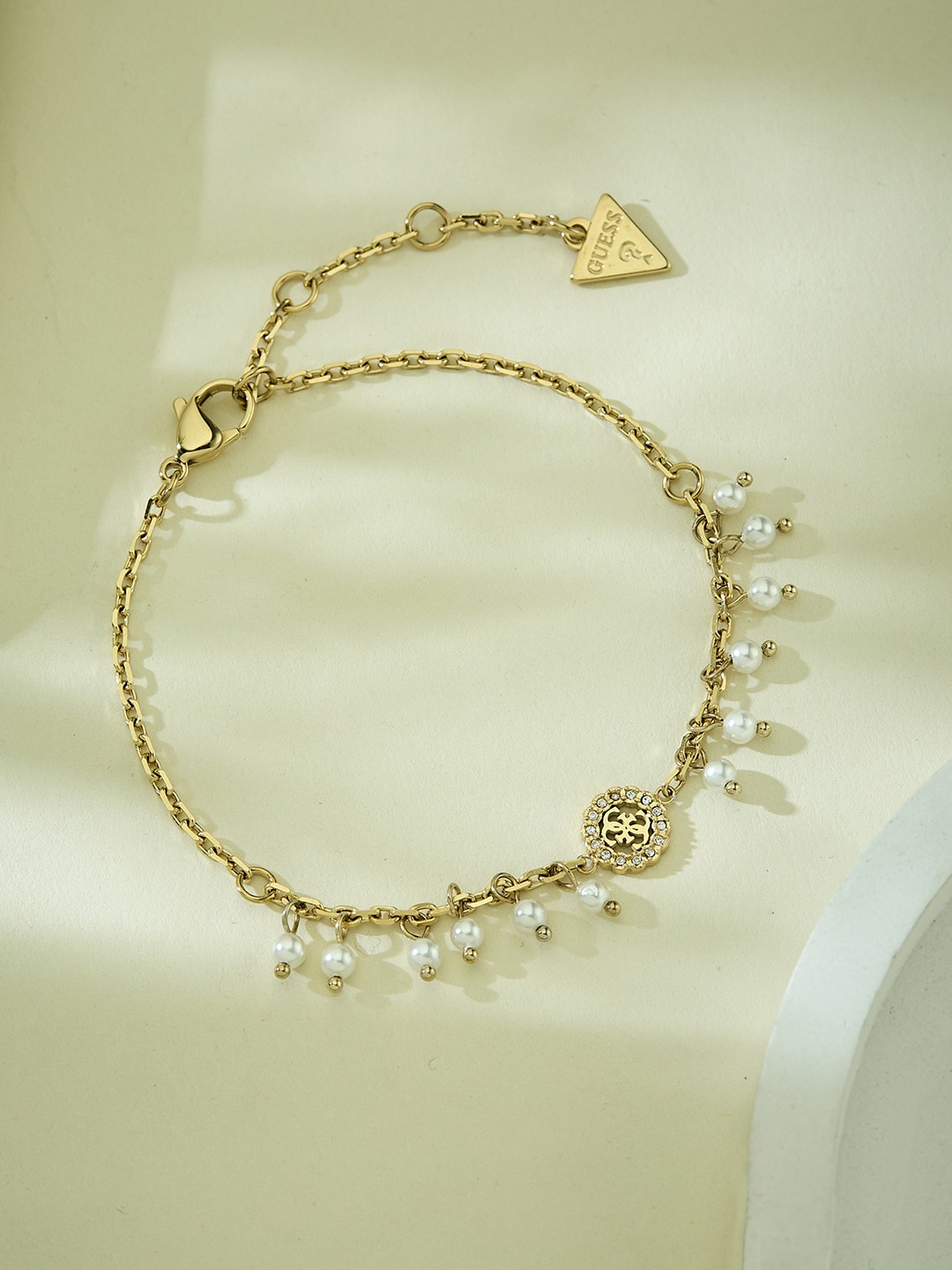 Guess Women Bon Bon Gold Pleated Steel Bracelet