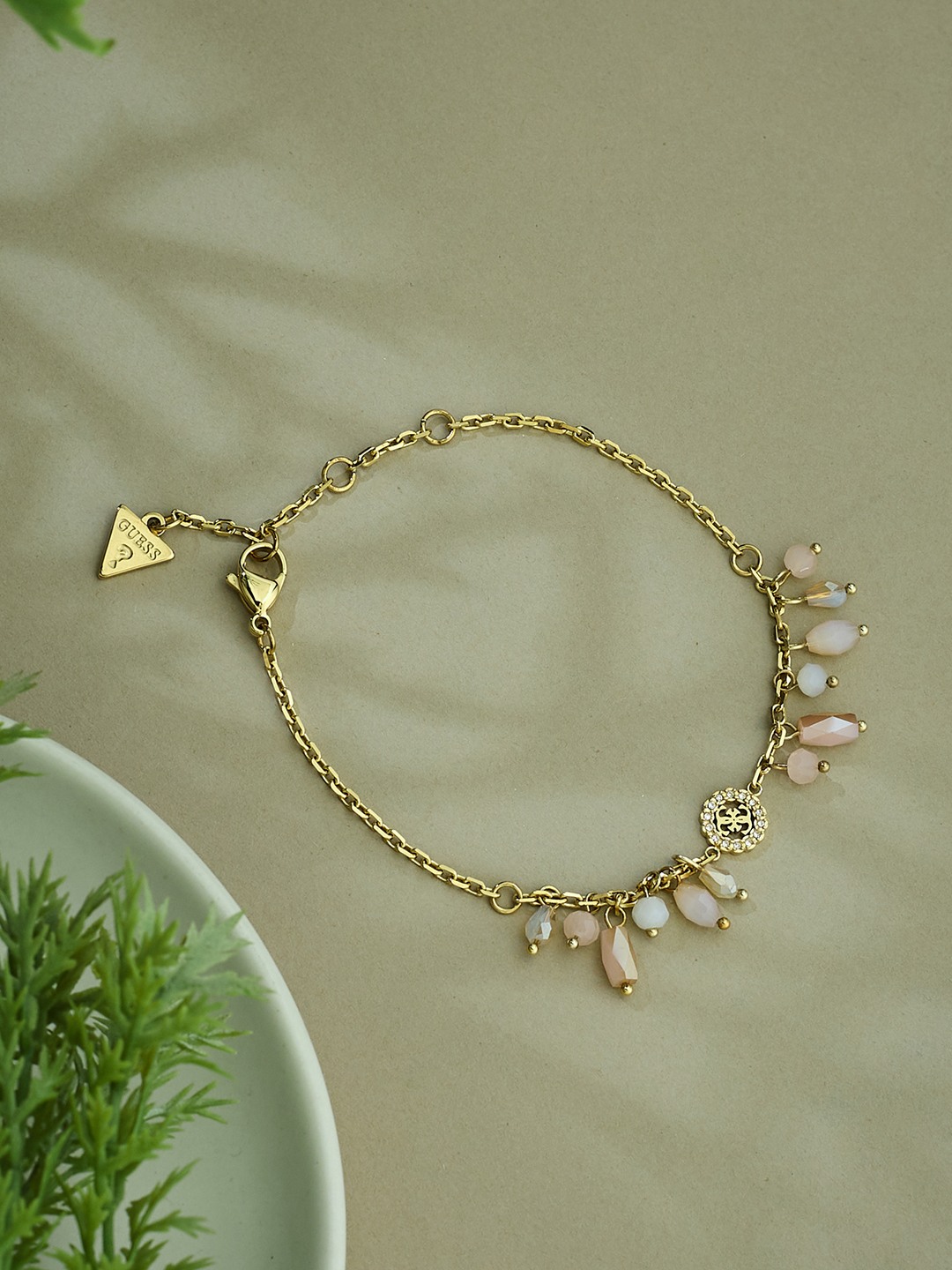 Guess Women Bon Bon Gold Pleated Steel Bracelet