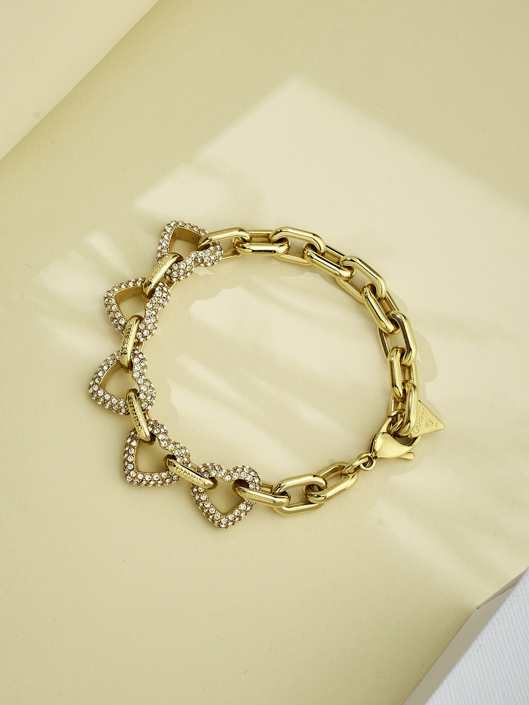 Guess Women Beloved Gold Pleated Steel Bracelet