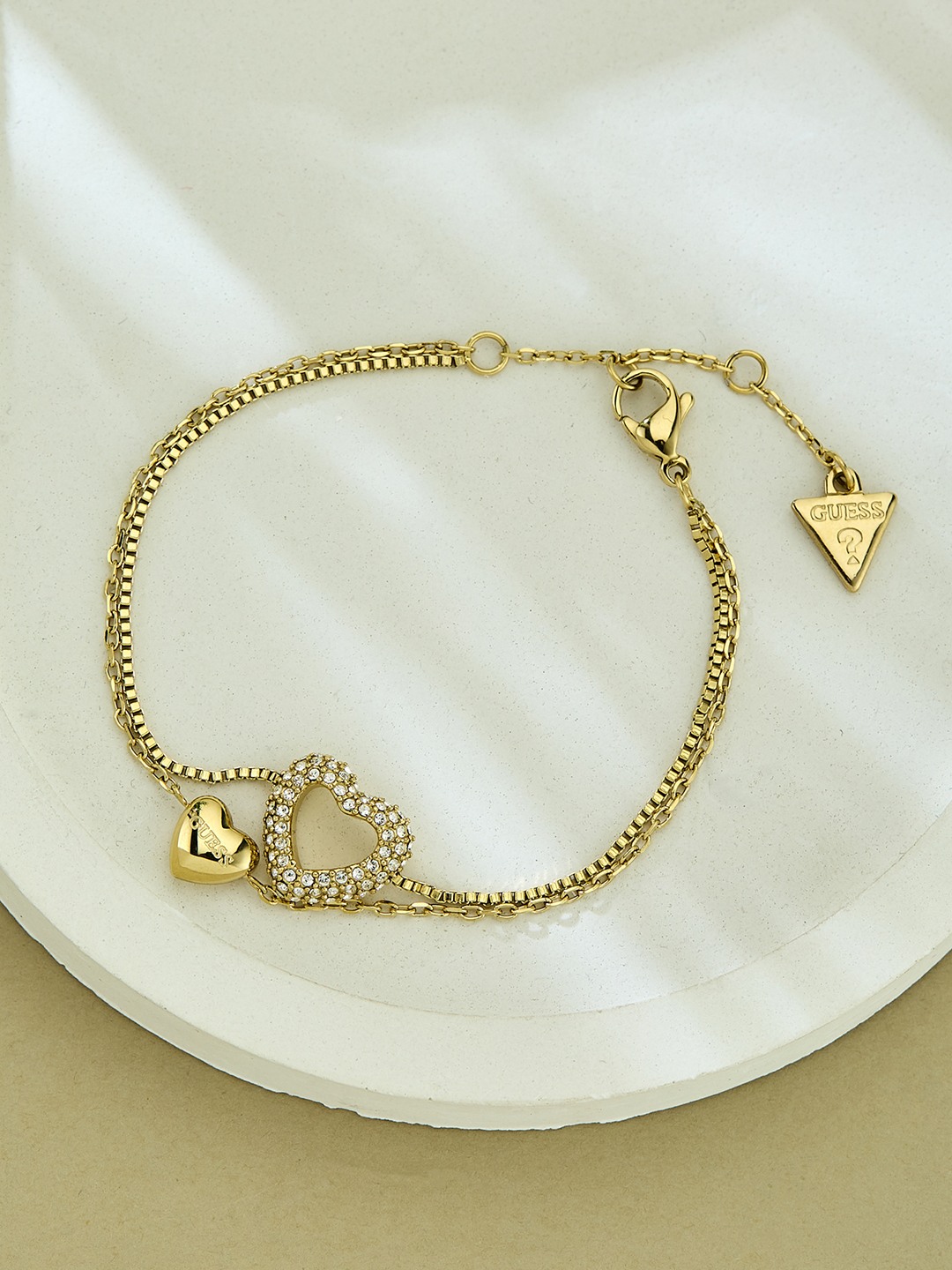 Guess Women Beloved Gold Pleated Steel Bracelet