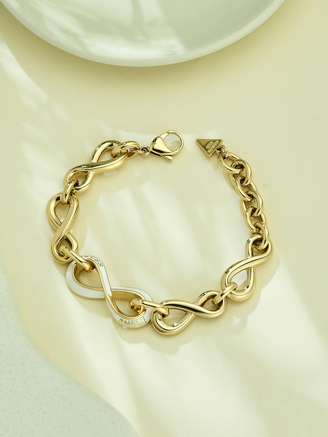 Guess Women Amore Gold Pleated Steel Bracelet