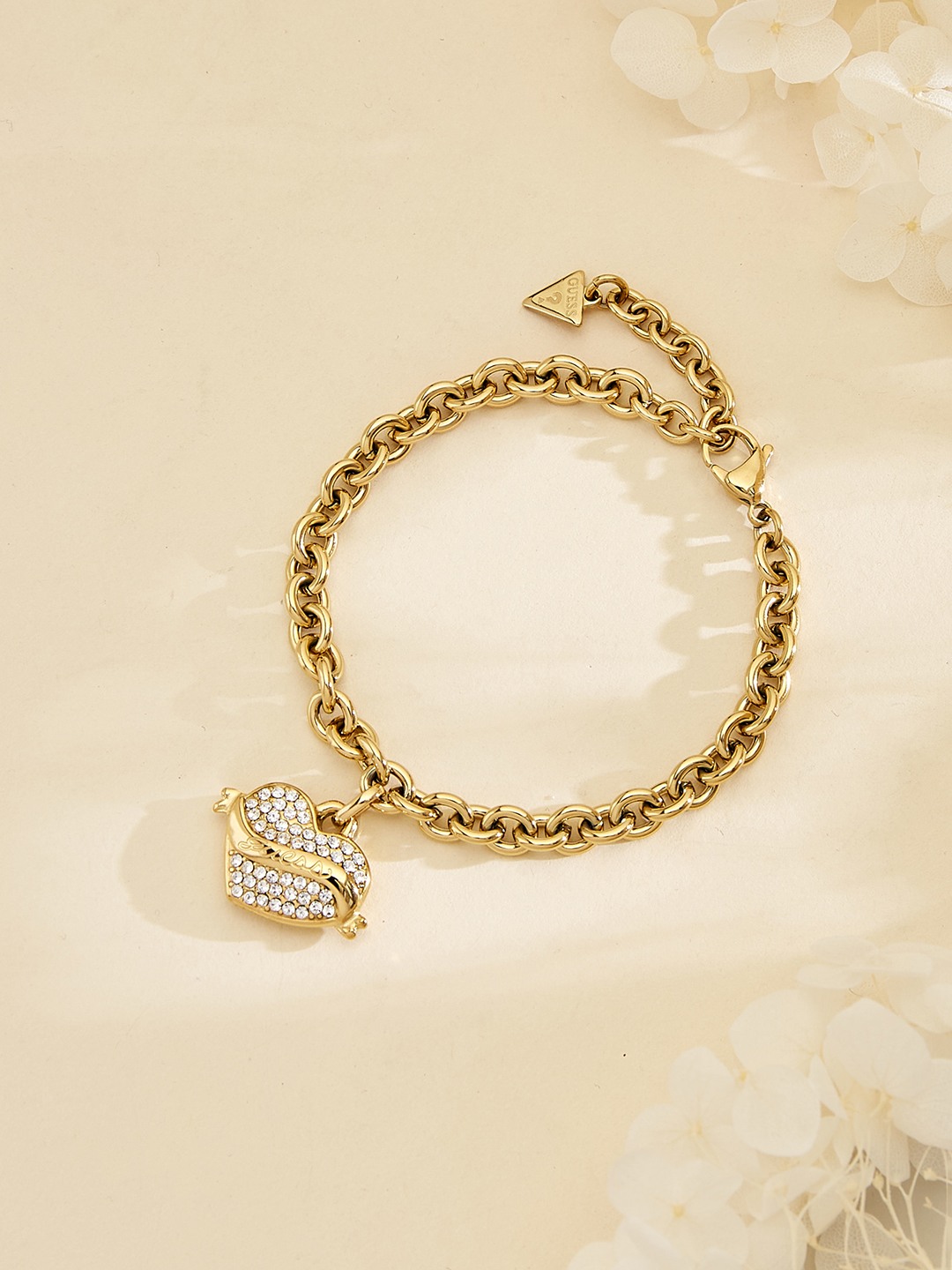 Guess Women Vintage Gold Pleated Steel Bracelet