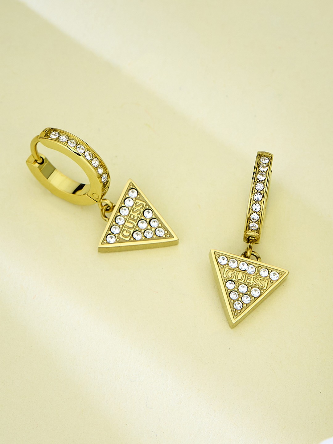 Guess Women Stainless Steel Crystal Huggie Me Hoops Earrings