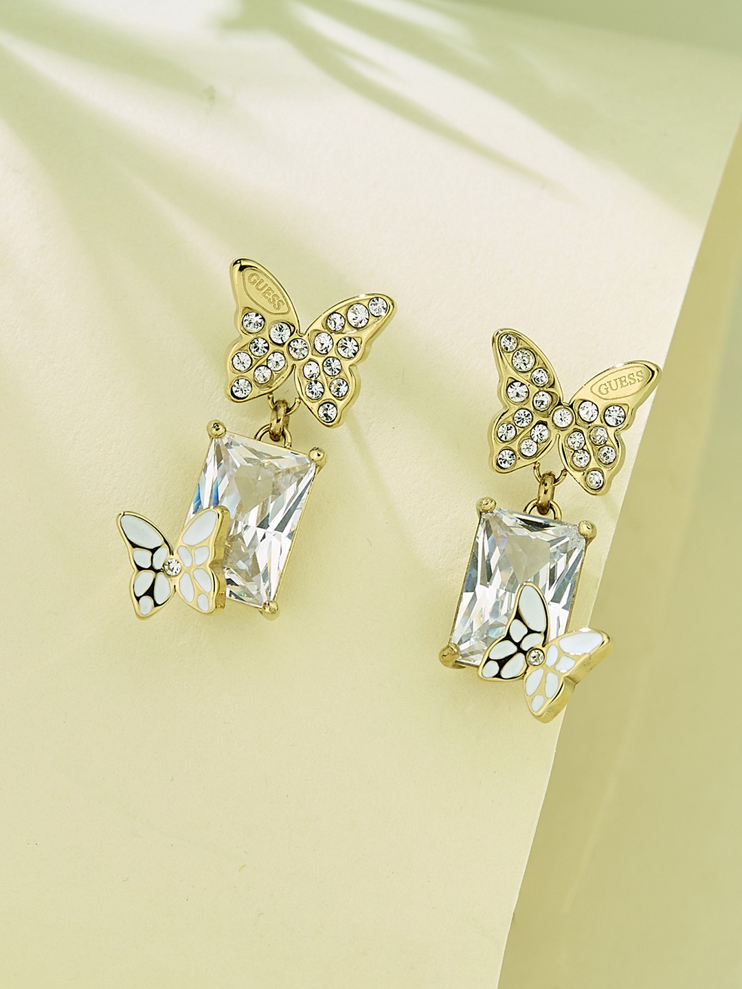 Guess Women Stainless Steel Crystal Chrysalis Studs Earrings