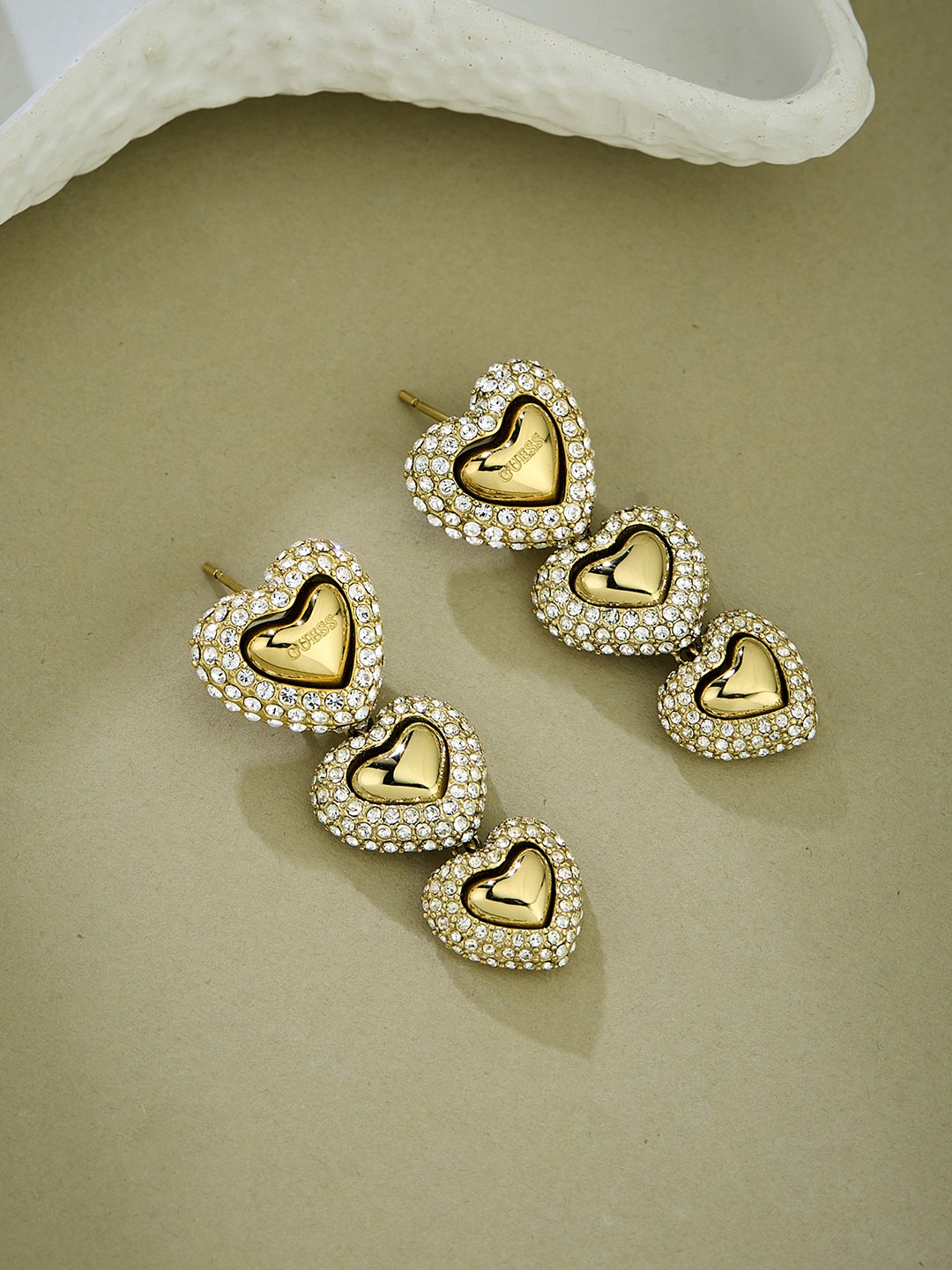 Guess Women Stainless Steel Crystal Beloved Hoops Earrings