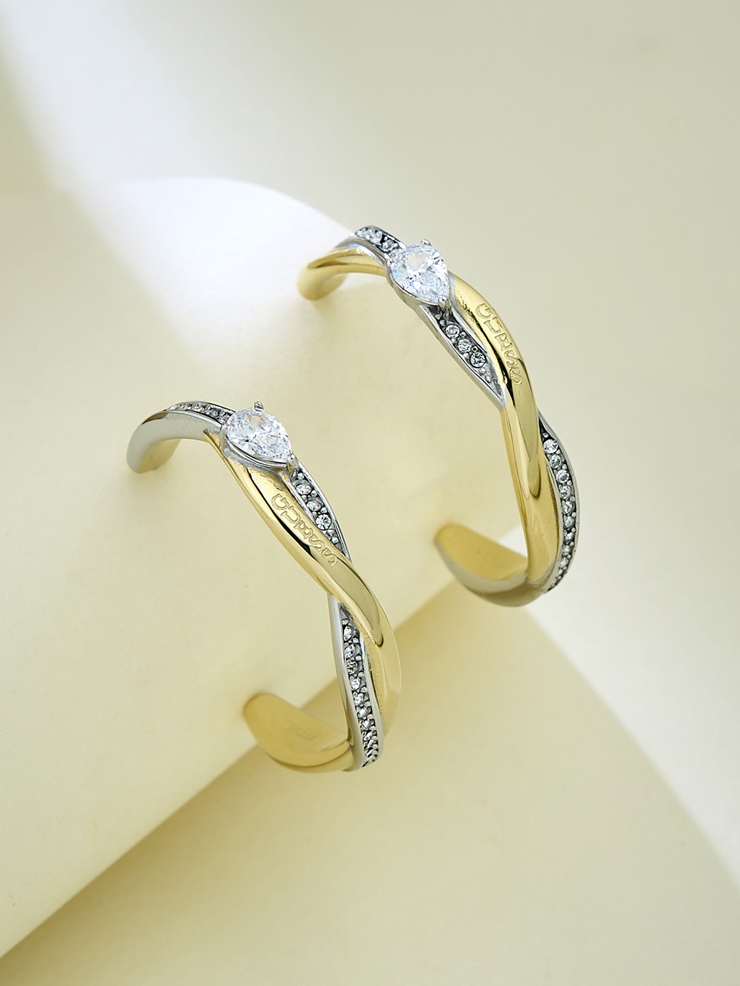 Guess Women Stainless Steel Zircon Twist Hoops Earrings