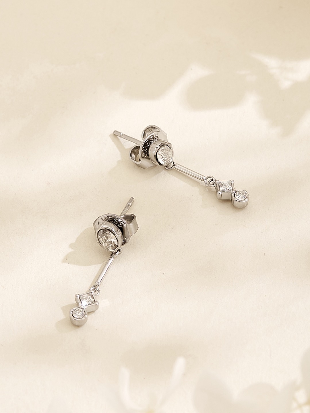 Guess Women Galaxy Silver Pleated Steel Drop Earrings