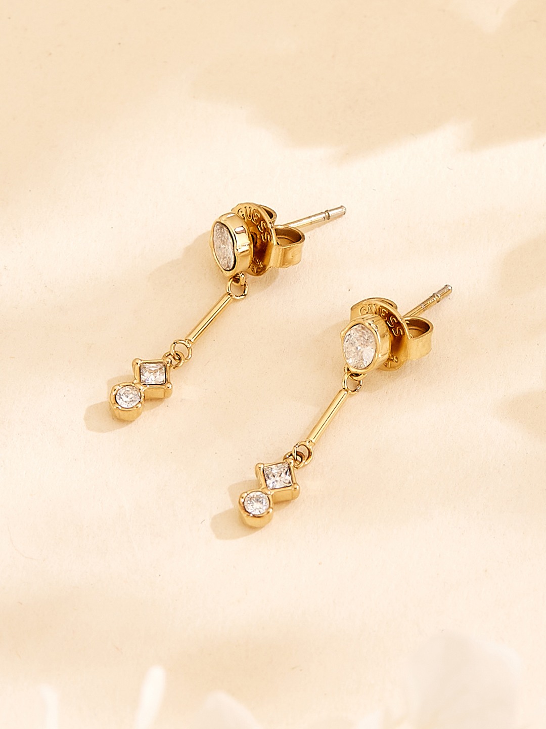 Guess Women Galaxy Gold Pleated Steel Drop Earrings