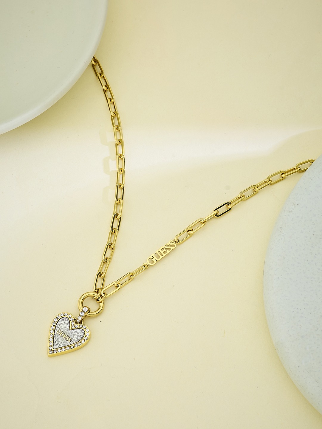 Guess Women Stainless Steel Crystal Love Me Tender Necklace