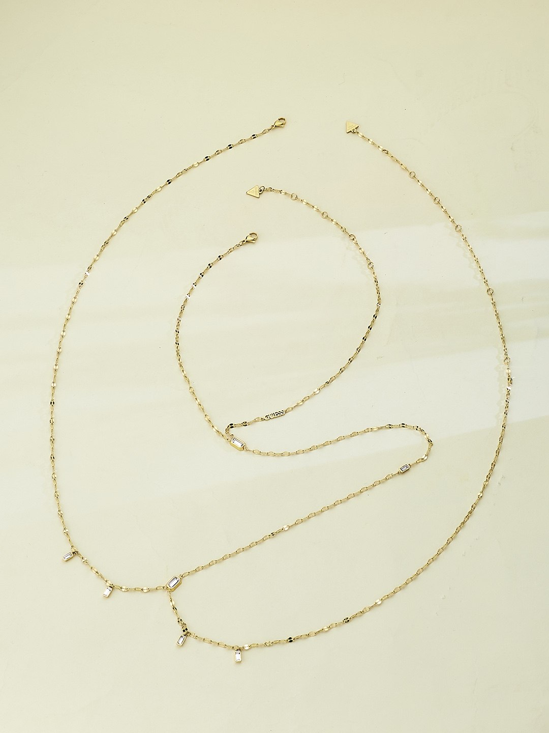 Guess Women Stainless Steel Crystal Hashtag Body chain