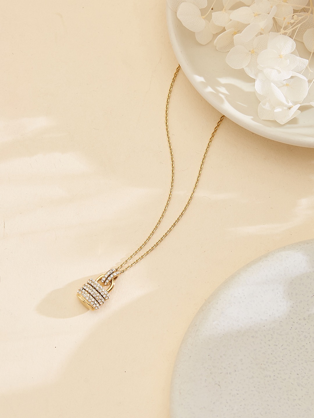 Guess Women My Secret Gold Pleated Steel Necklace