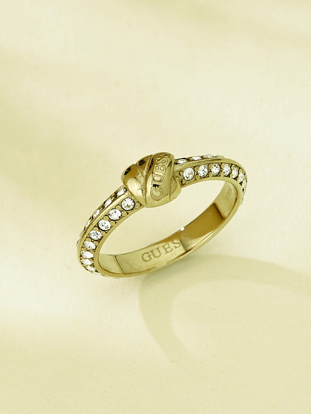 Guess Women Stainless Steel Crystal Knot You Ring