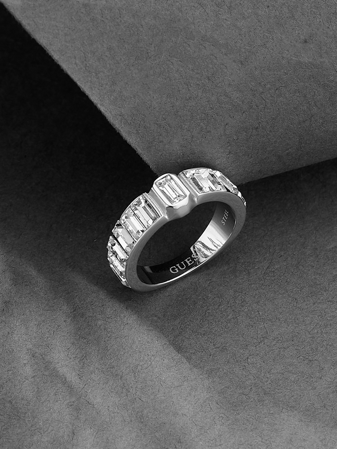 Guess Women Stainless Steel Crystal Hashtag Ring