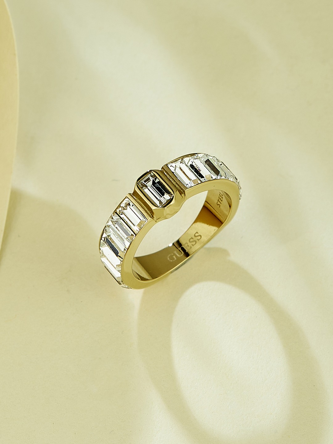 Guess Women Stainless Steel Crystal Hashtag Ring