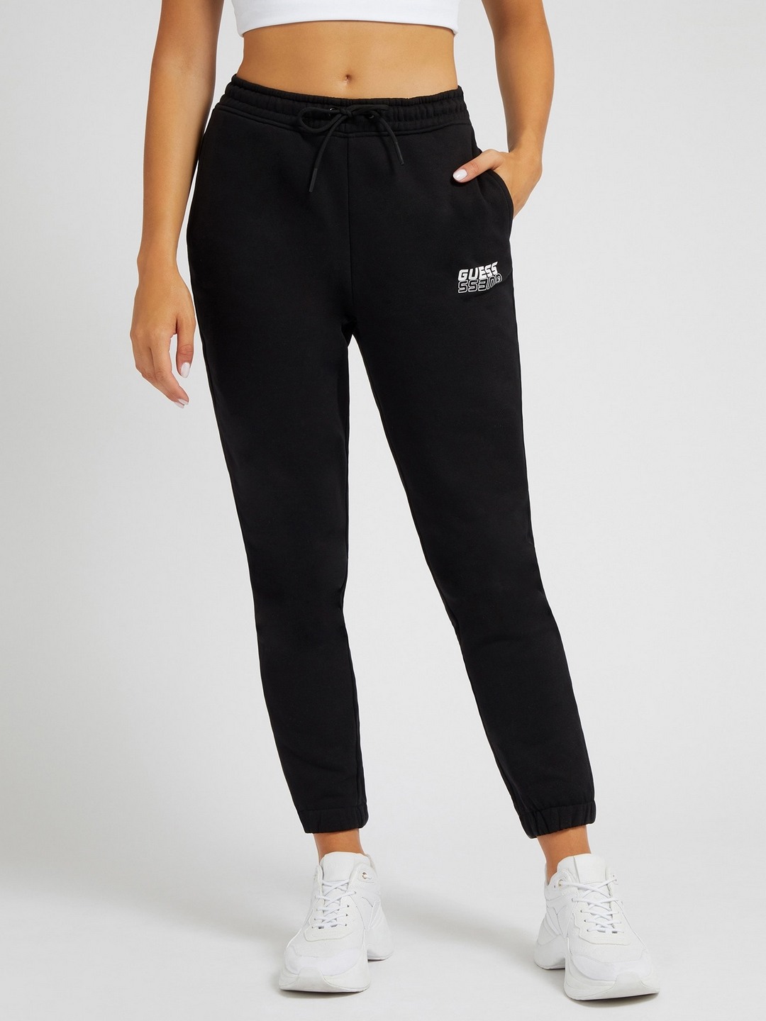Jet Black Solid High Rise Jogger Pant