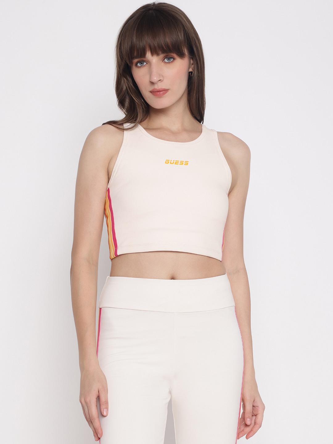 Pink Striped Scoop Neck Sleeveless Top