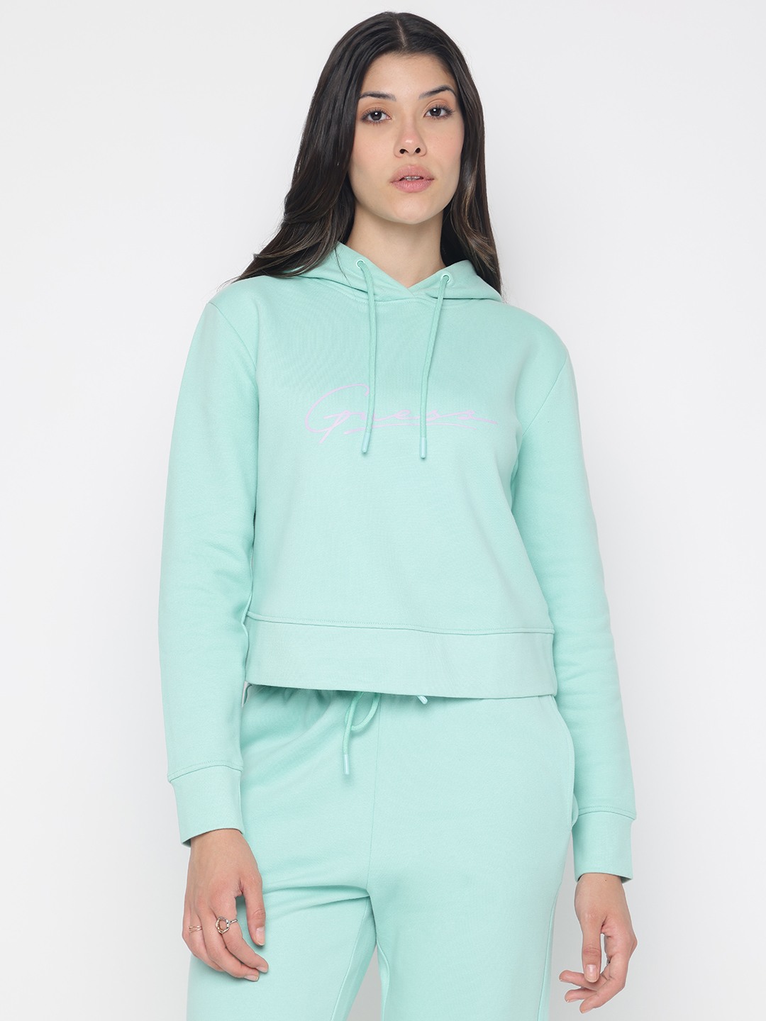 Sea Green Solid Full Sleeve Hood