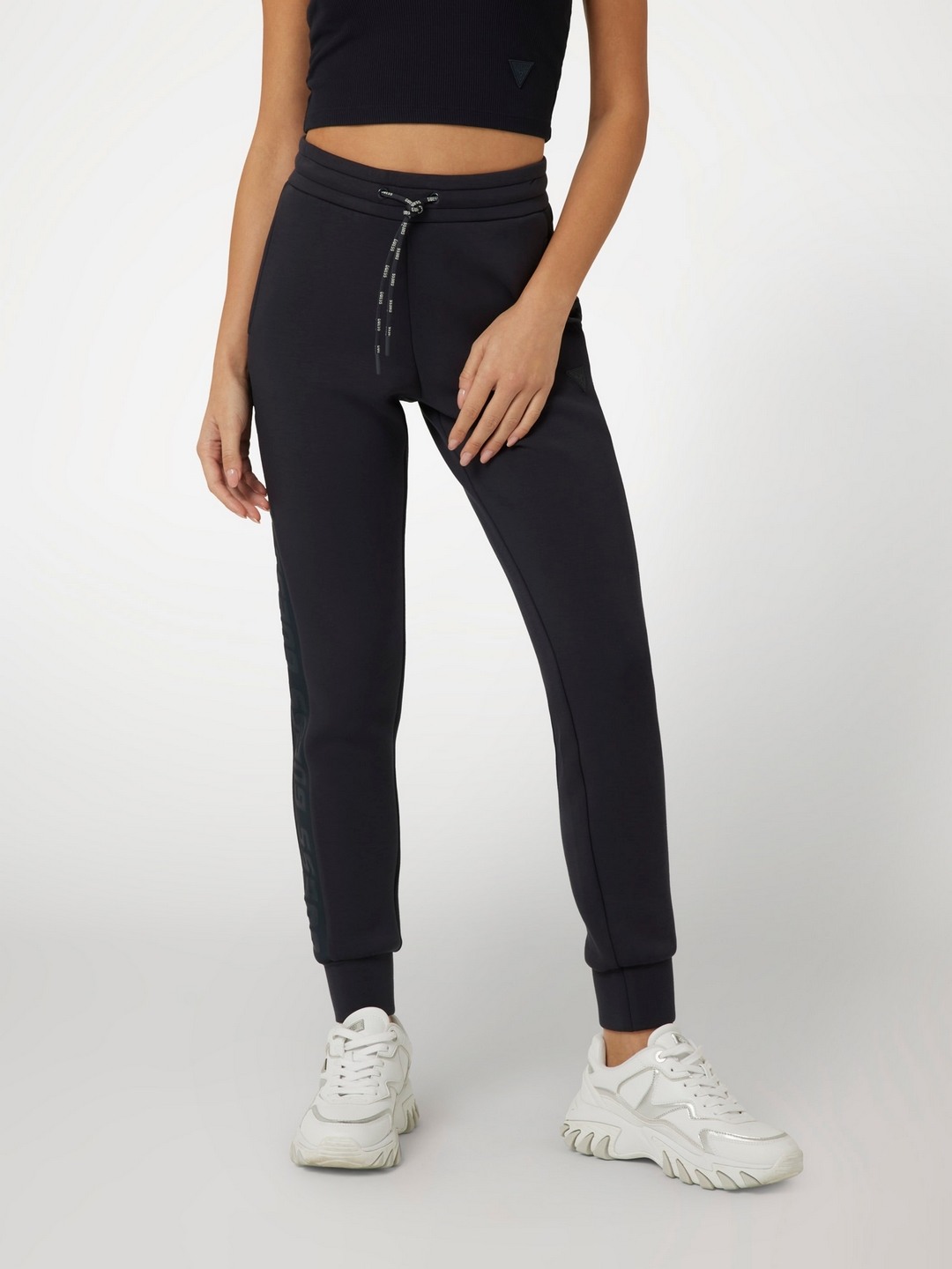 Guess Blue Viscose Blend Solid Regular Fit Trackpant