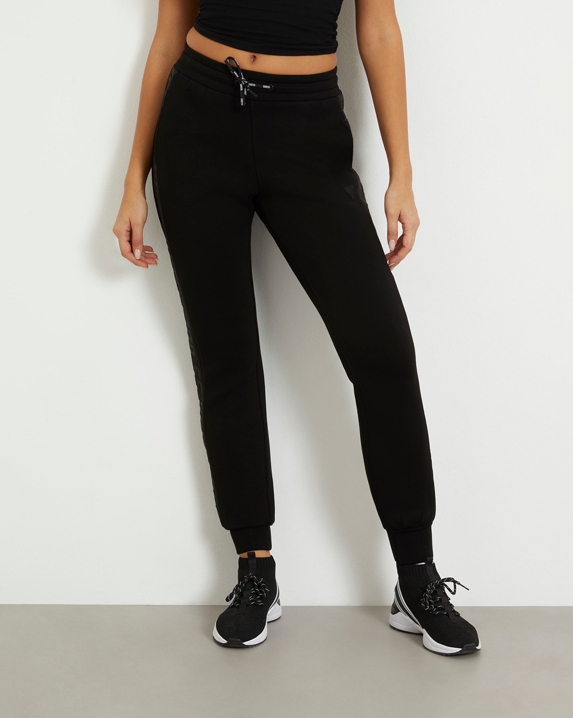 Guess Women's Black Viscose Solid Regular Fit Joggers