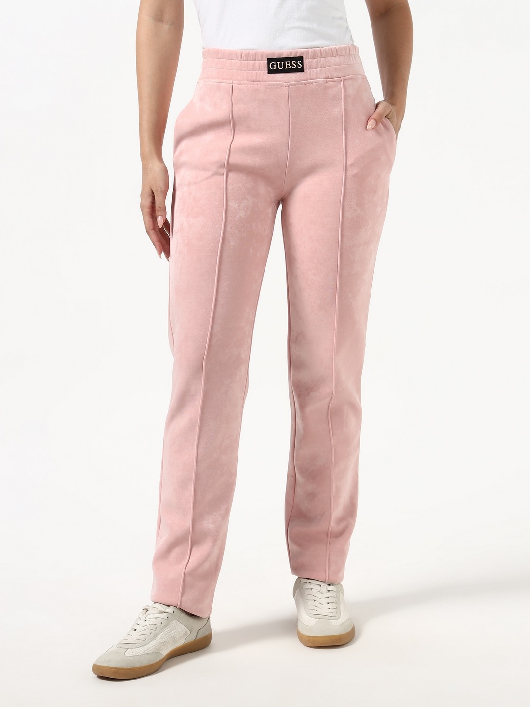 Guess Women Aleta Dreamy Rose Solid Woven Trackpant