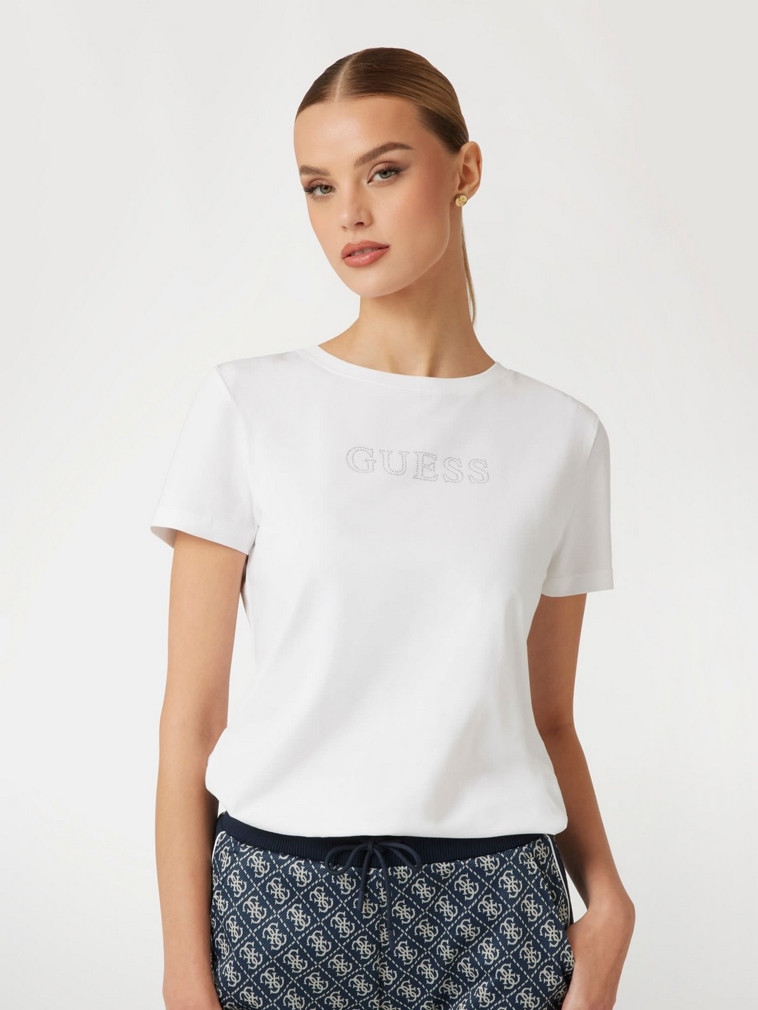Guess Women Brand Logo Round Neck Short Sleeves T-shirt
