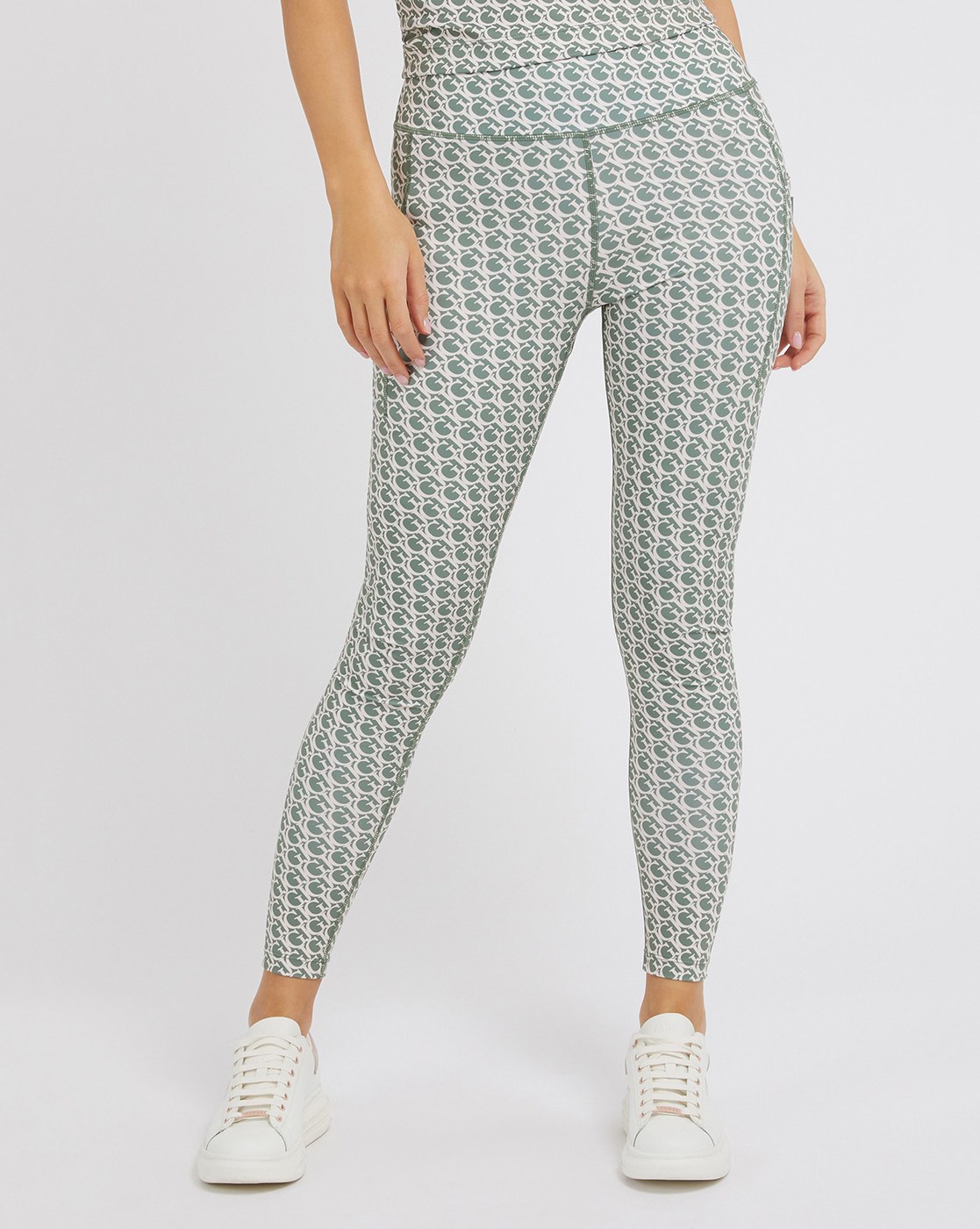 Women's Green Polyester Printed Skinny Fit Leggings
