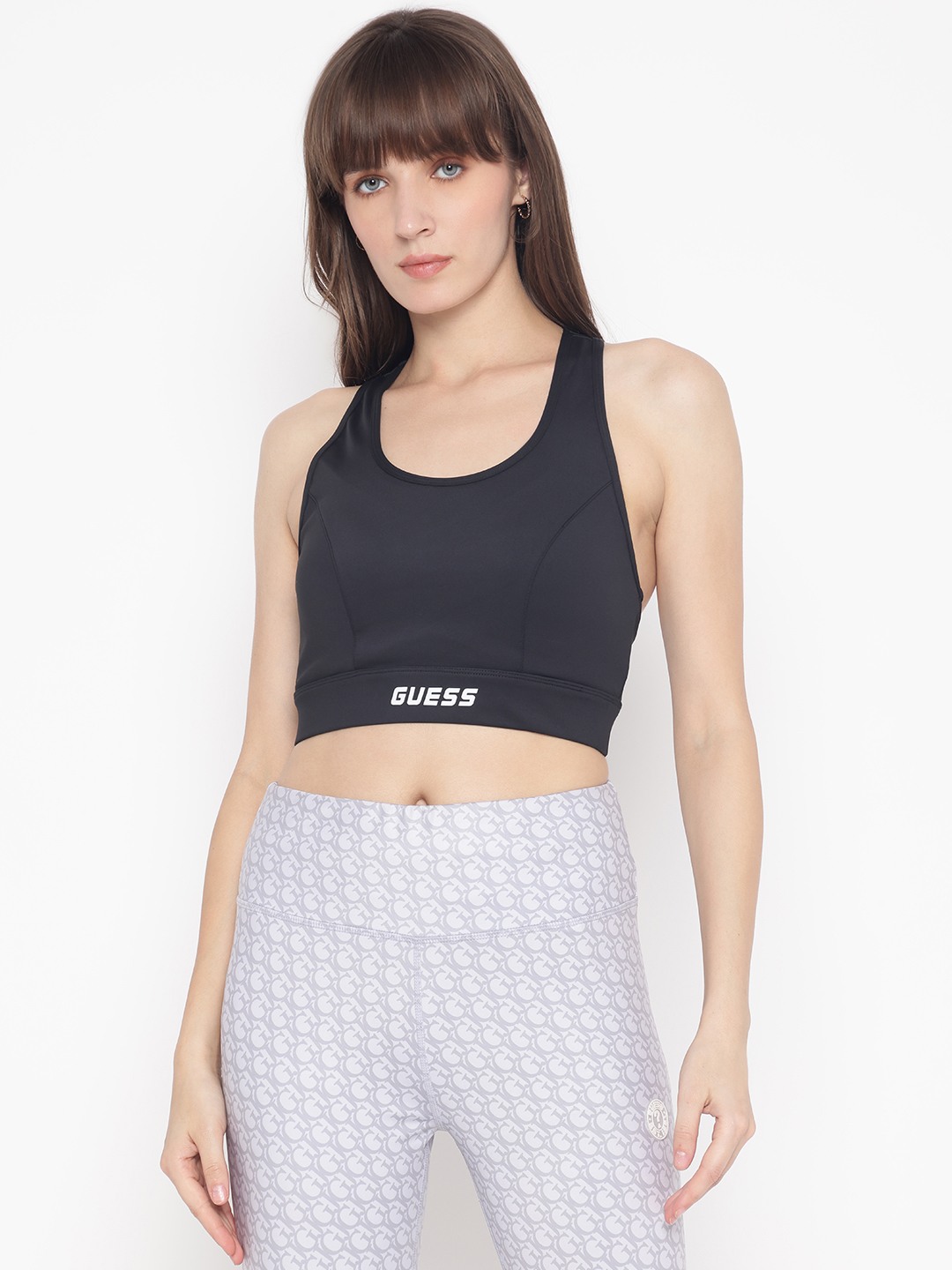 Black Solid Scoop Neck Sleeveless Crop Top