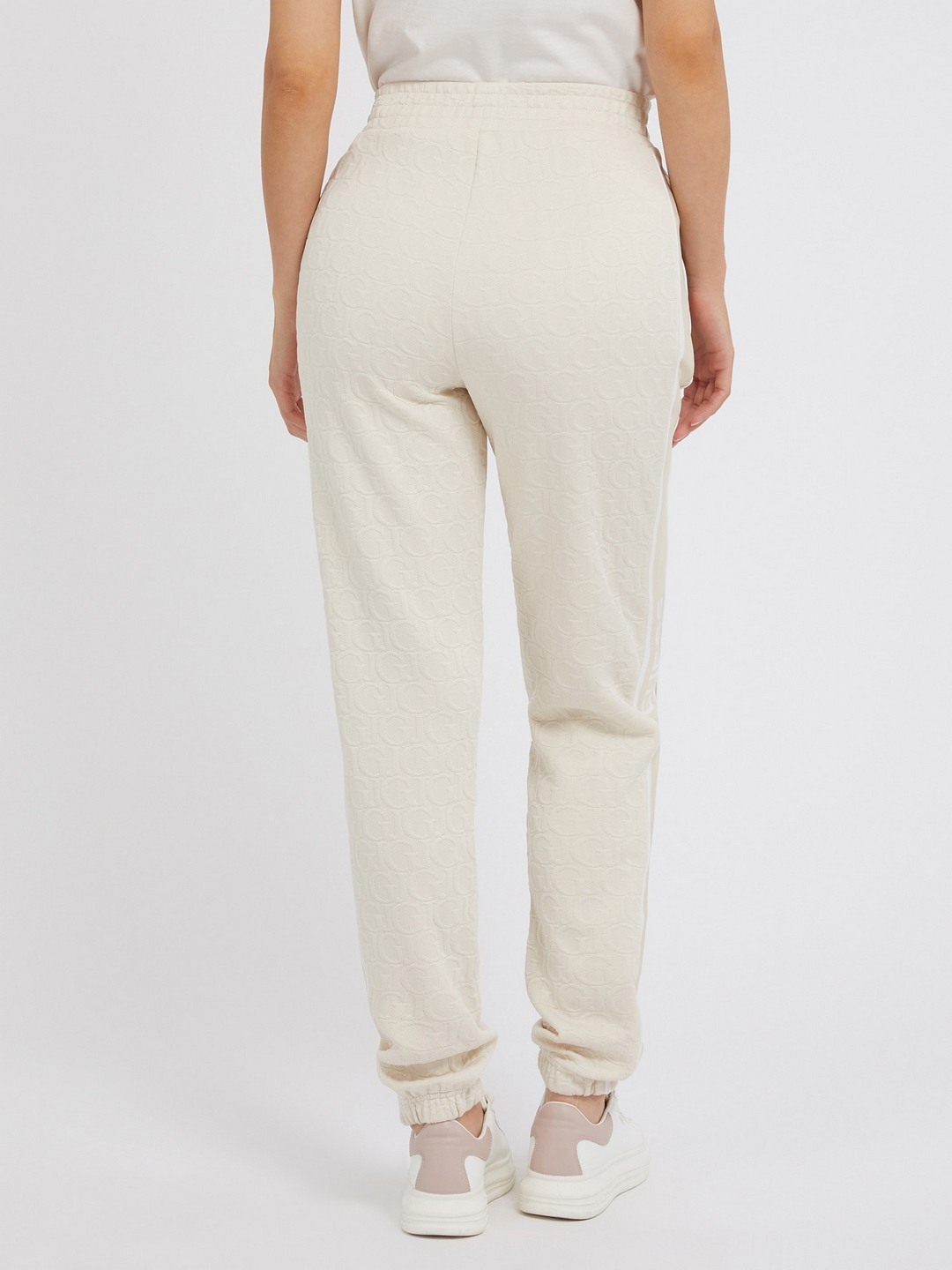 Guess Women's Beige Polycotton Solid Regular Fit Pants