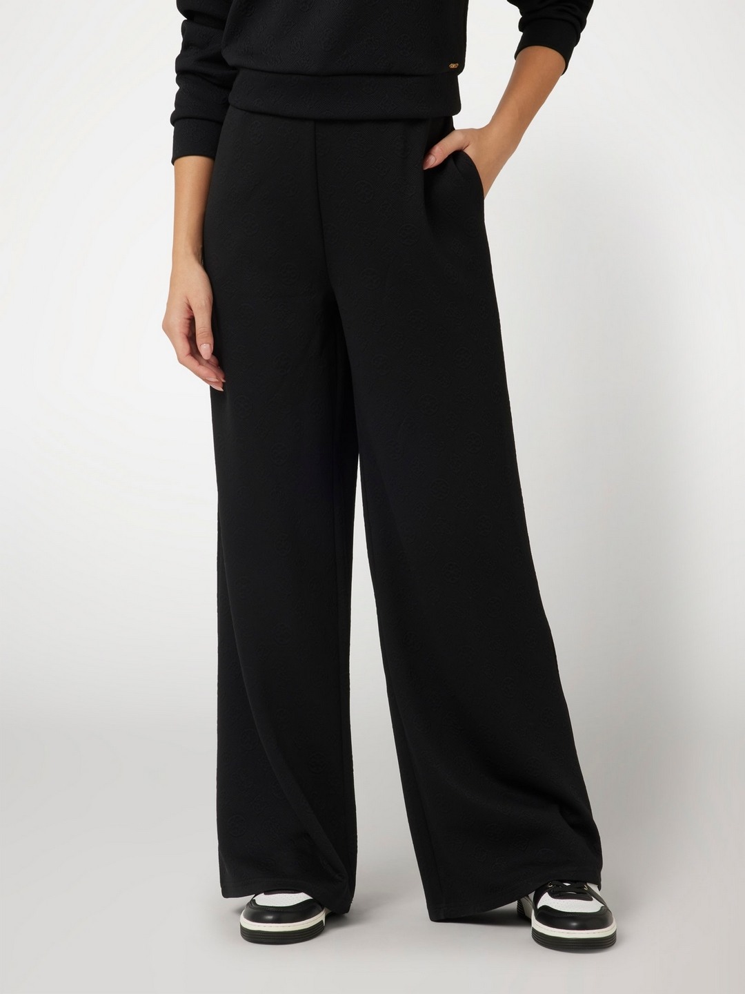 Guess Women Solid High-Rise Wide Leg Trousers
