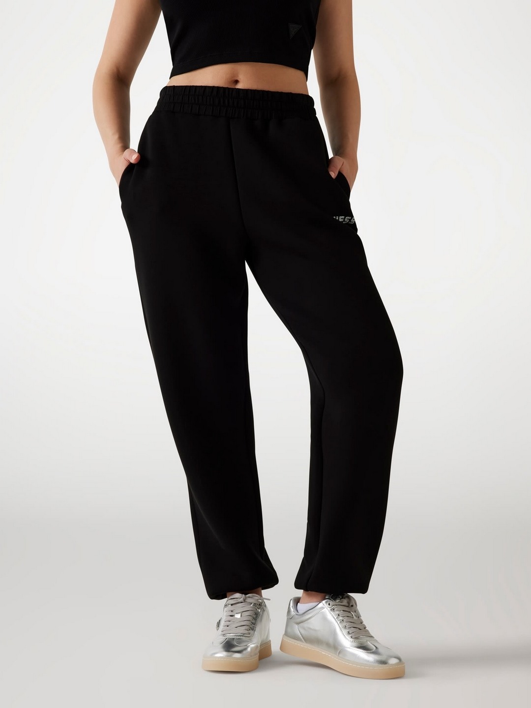 Guess Women Solid Full Length Elasticated Waist Joggers