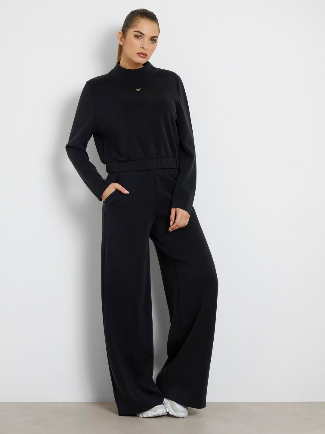 Olympe Polyester Blend Wide Leg High Rise Pants