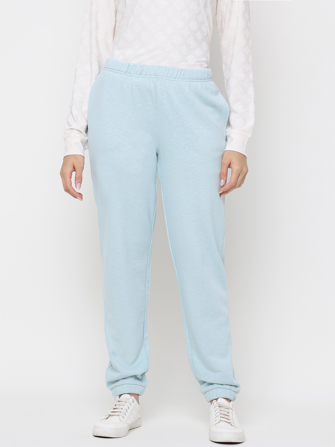 Regine Organic Cotton Slub Terry Seafoam Mist Solid High Rise Regular Fit Sweatpants