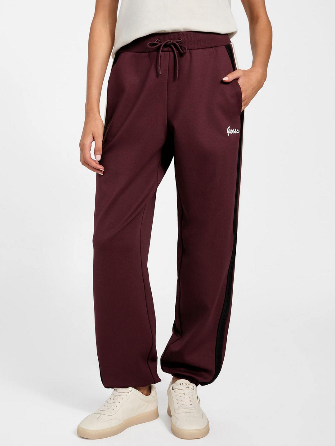 Guess Women Side Taped Full Length Drawstring Joggers