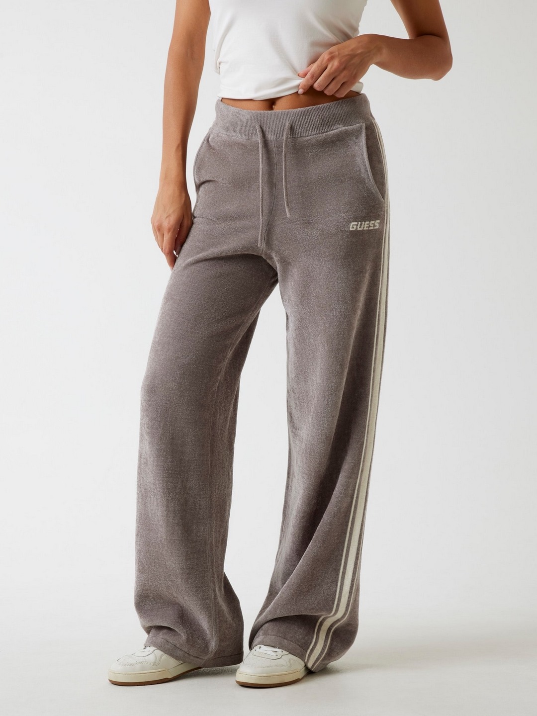 Guess Women Side Striped High-Rise Straight Track Pants