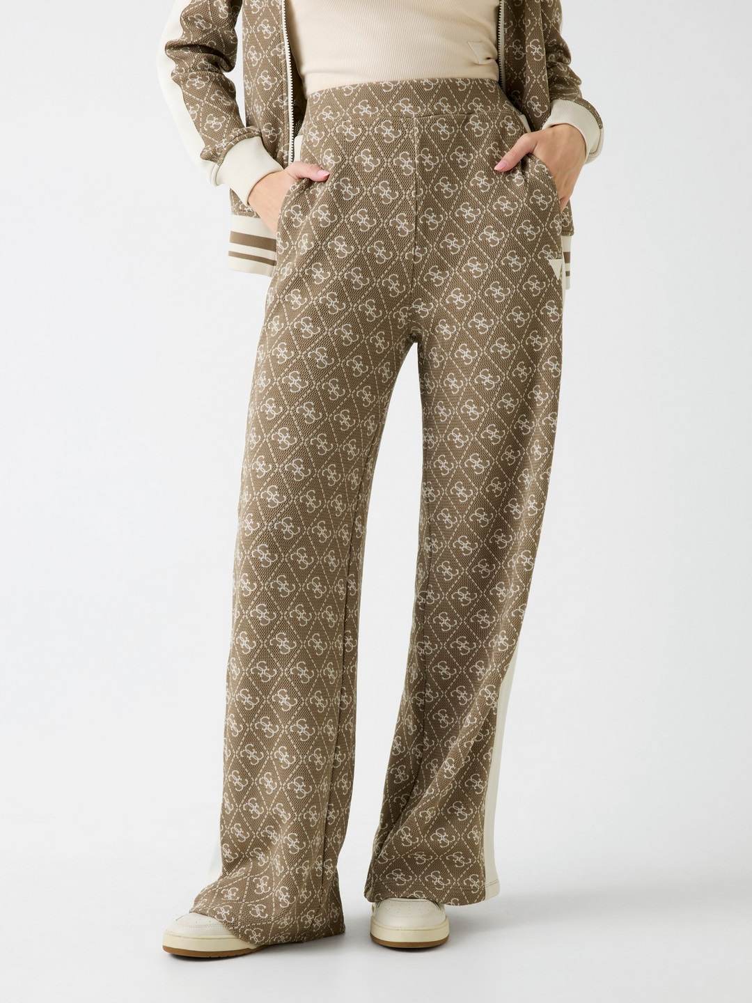 Olive Printed Regular Fit Trousers