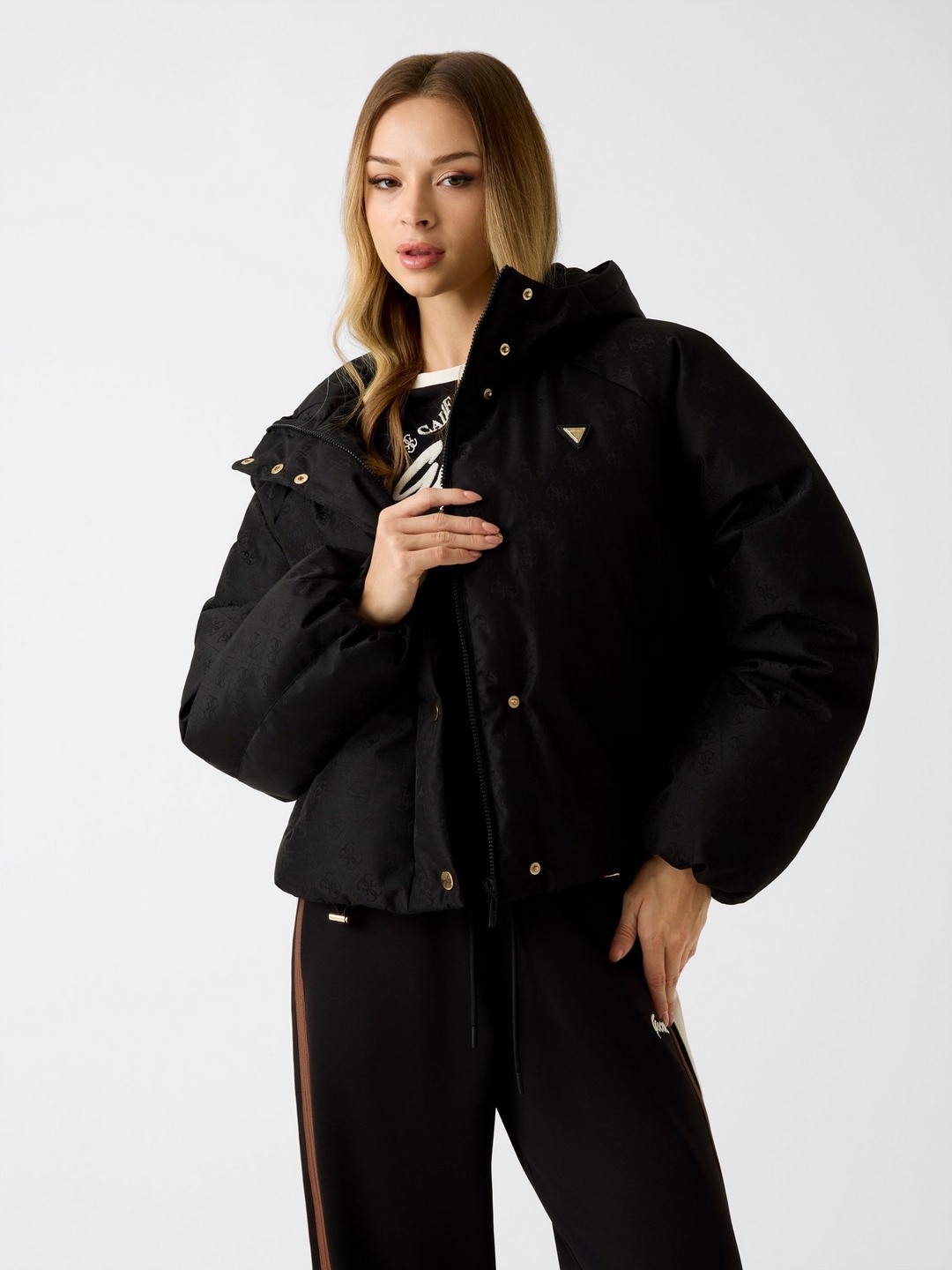 Black Solid Hooded Jacket