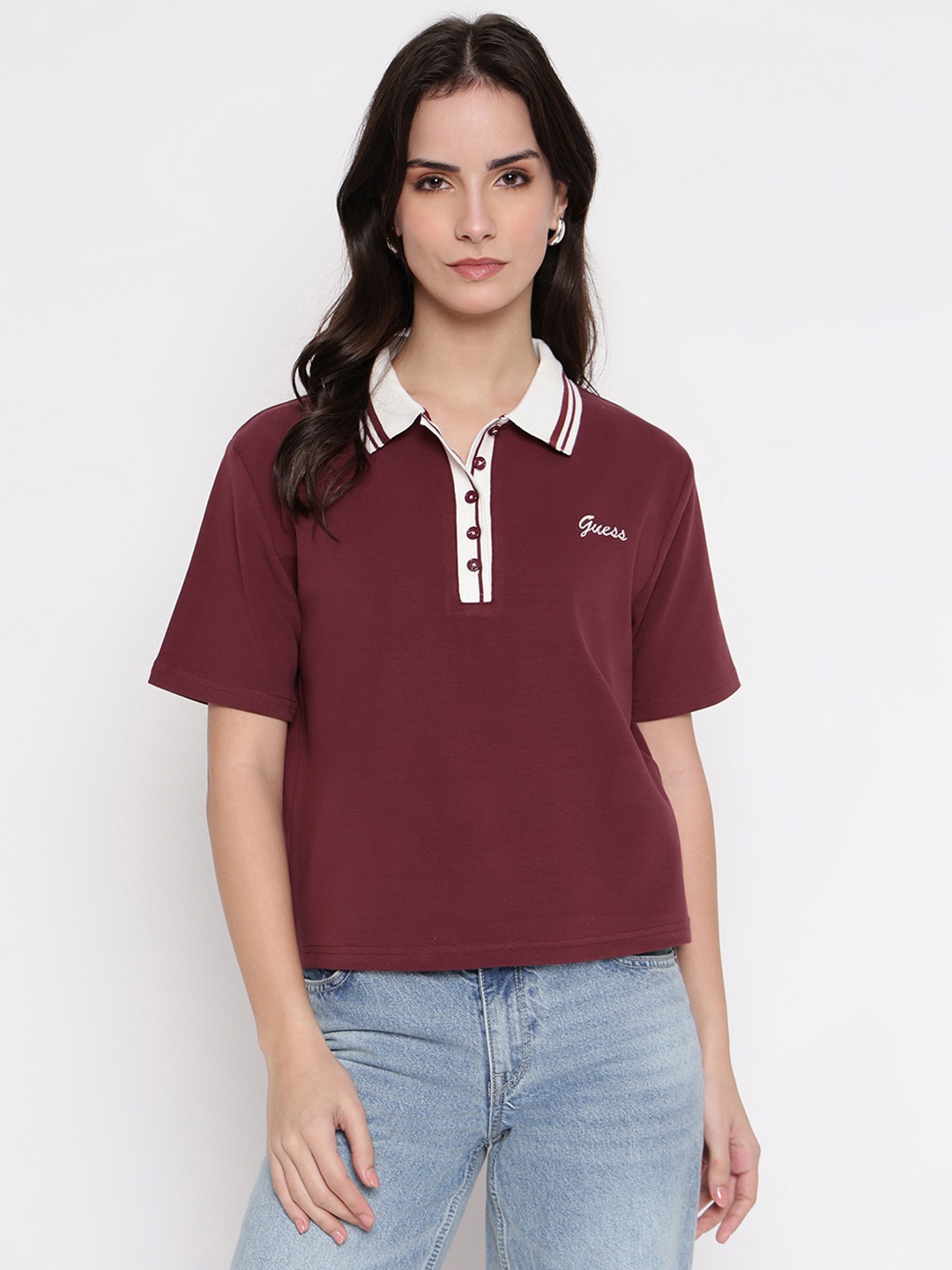 Maroon Solid Polo T-shirt