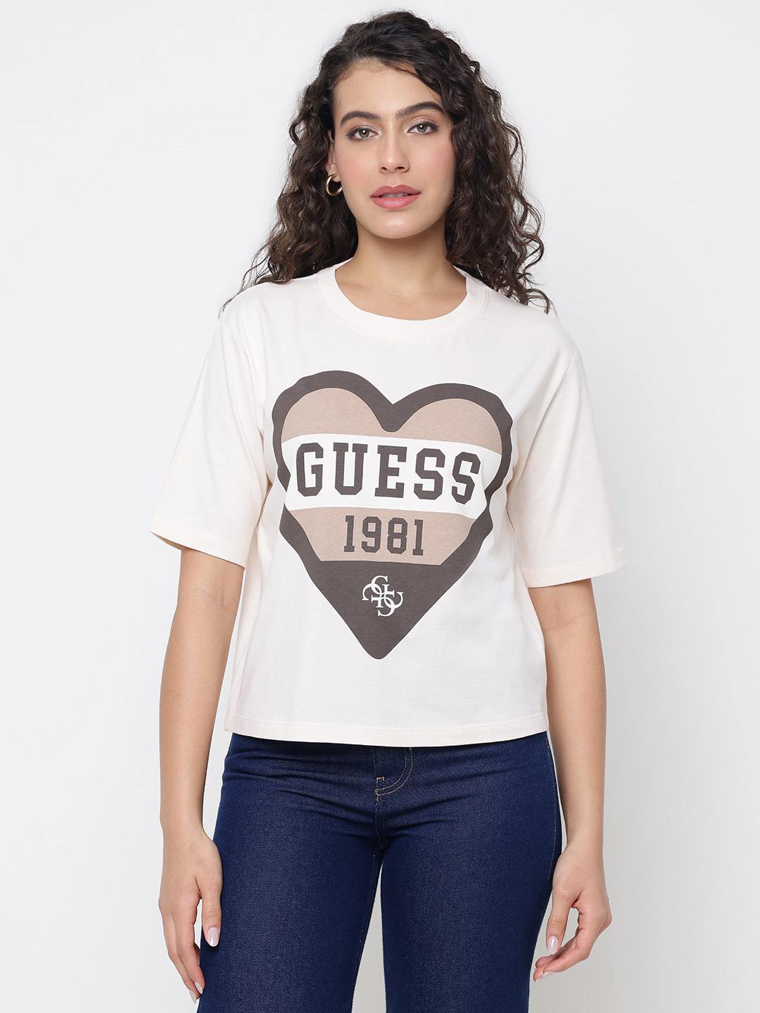 Monica Mid Organic Stream New Angel Wing Heart-Shape Shield Round Neck Boxy Fit T-Shirt