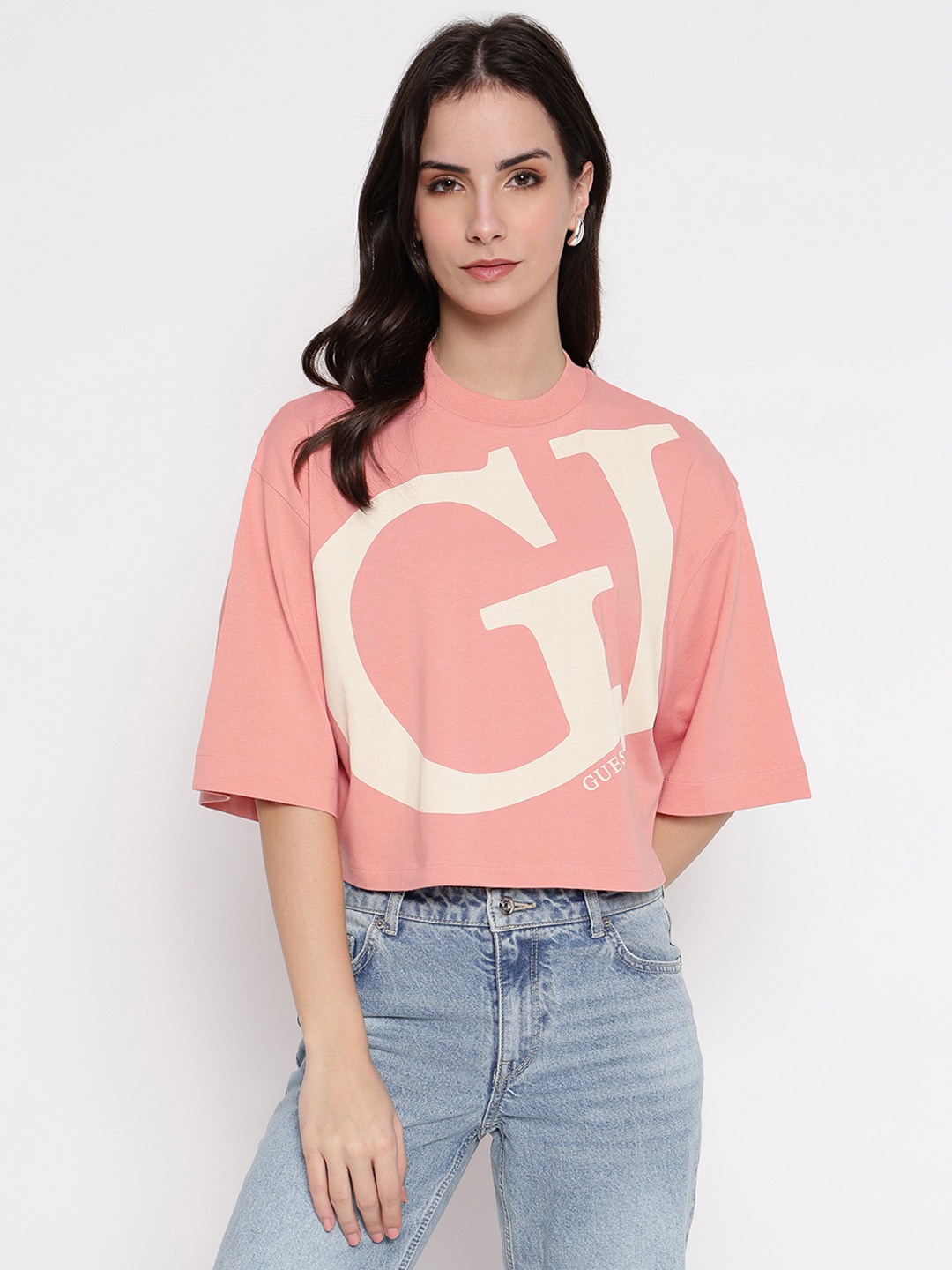 Pink Printed Crew Neck T-shirt