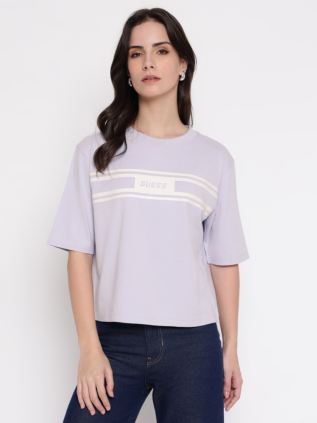 Light Blue Striped Crew Neck T-shirt
