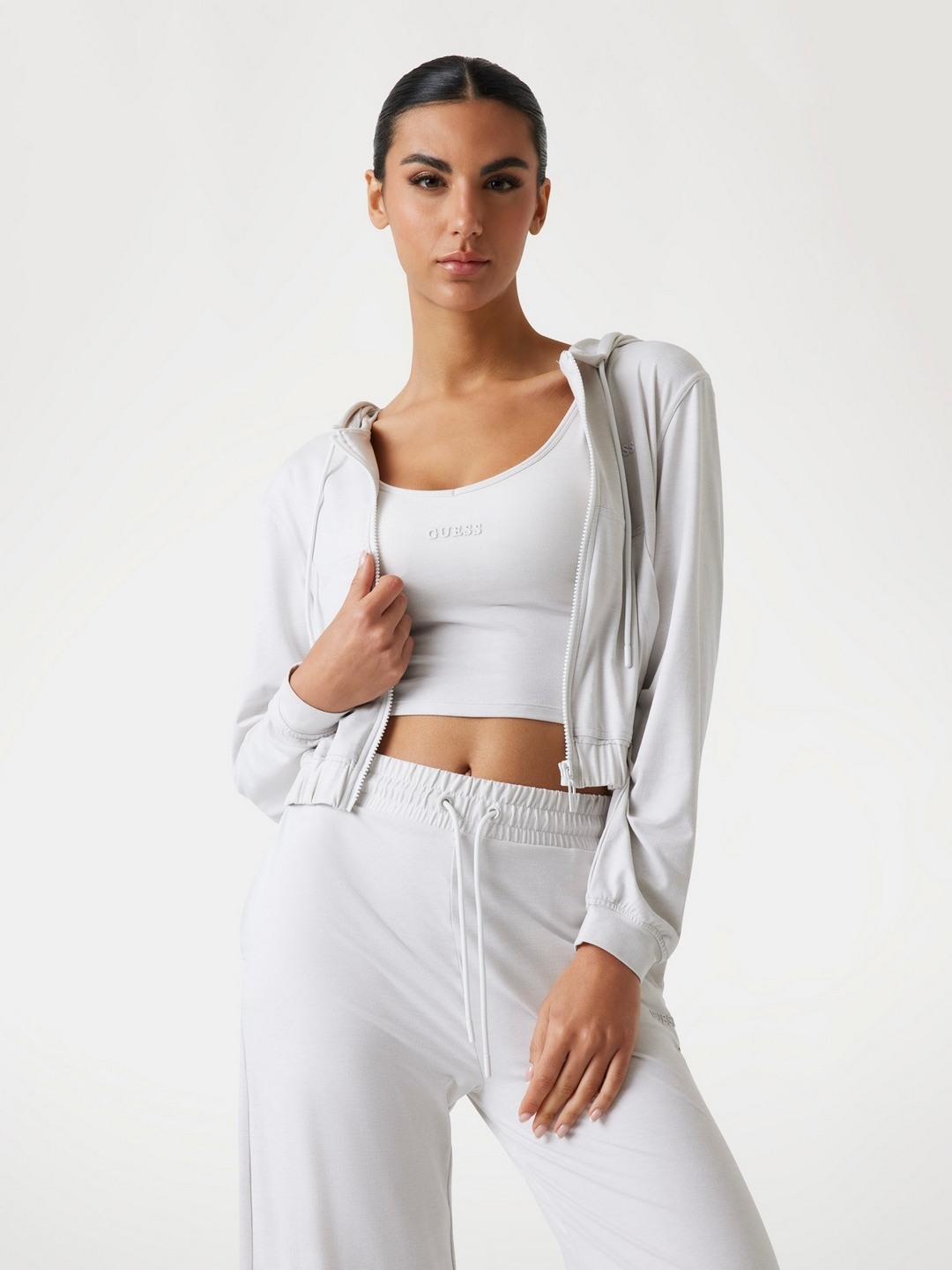 White Solid Hooded Sweatshirt