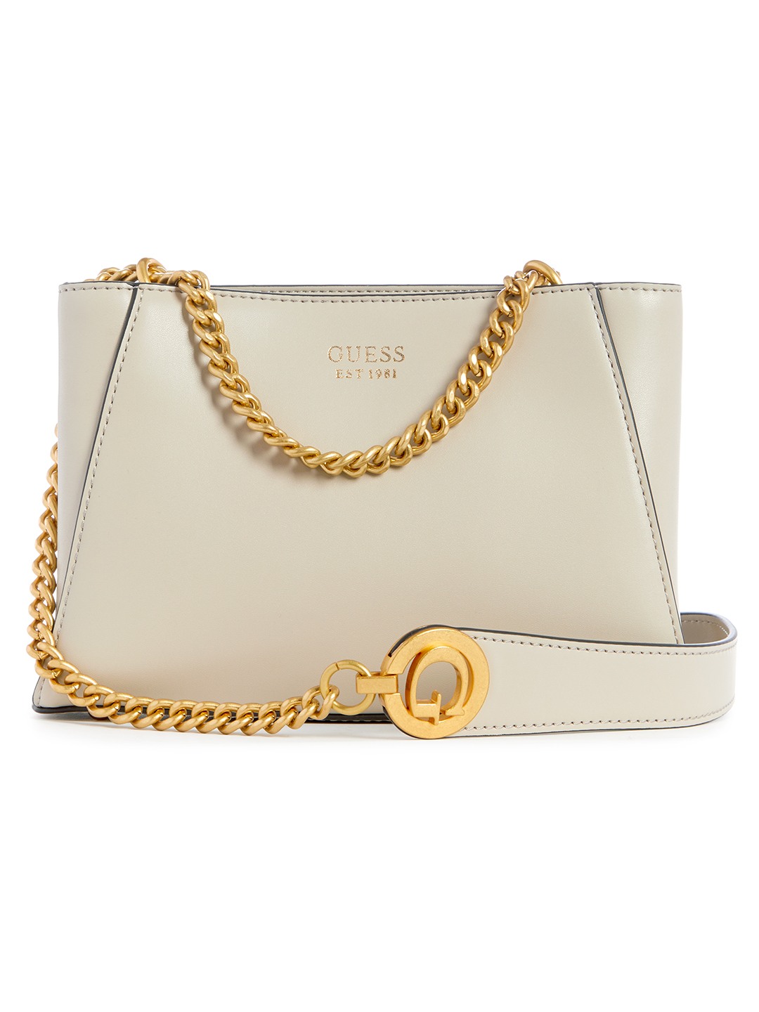 Guess Women Beige Solid Crossbody Bag with Magnetic Button Closure