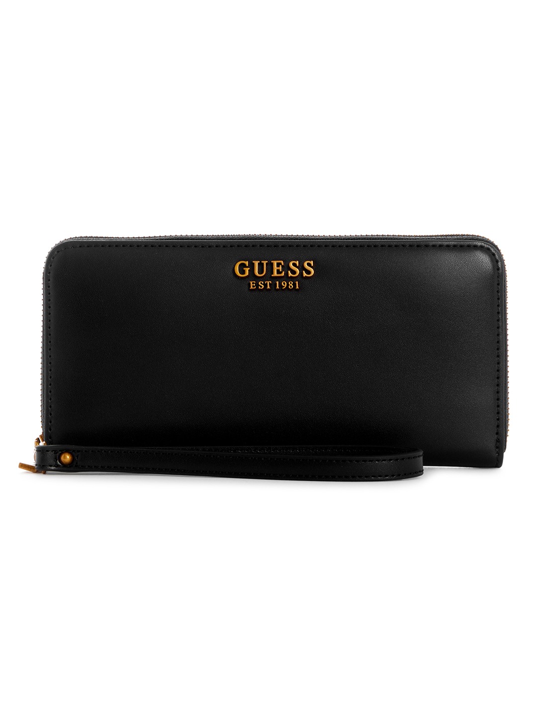 Guess Women Black Solid Zip Around Wallet with Zip Closure