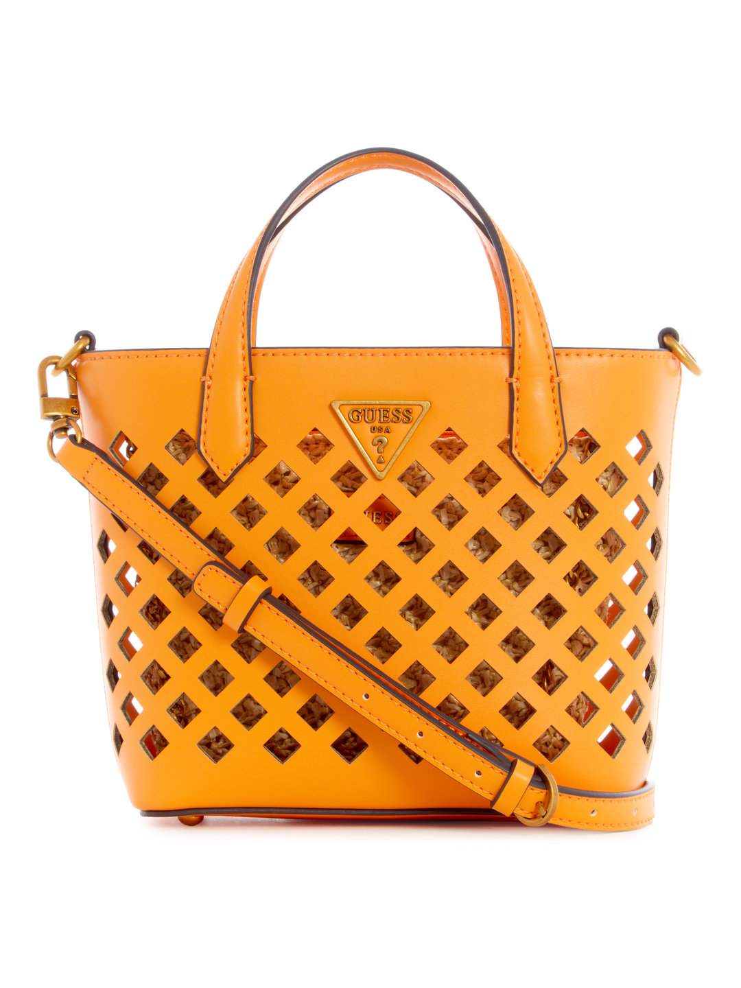 Women Peach Laser Cut Aqua Mini Tote Bag