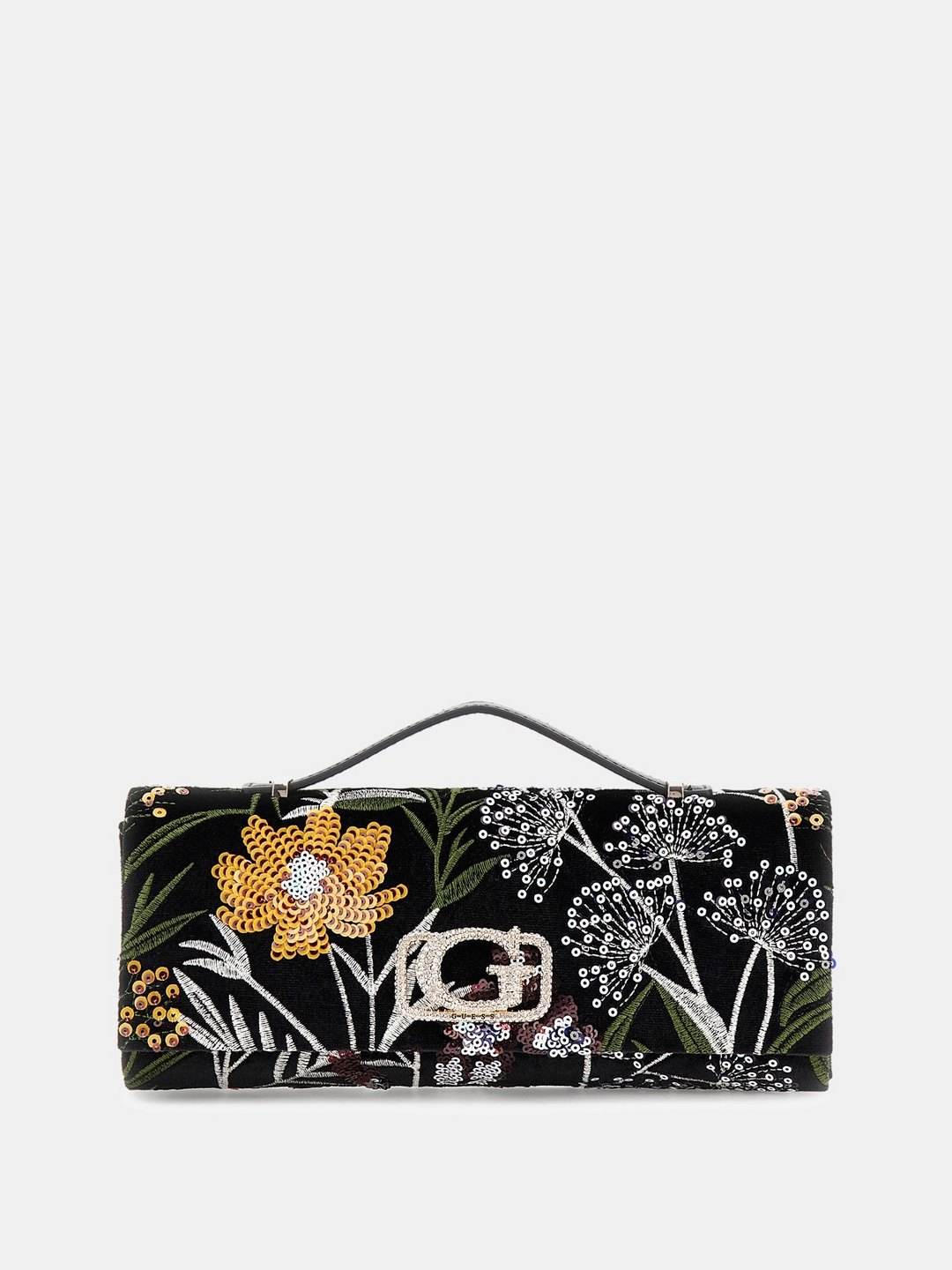 Multicolor Embroidery Zalina Top Handle Clutch